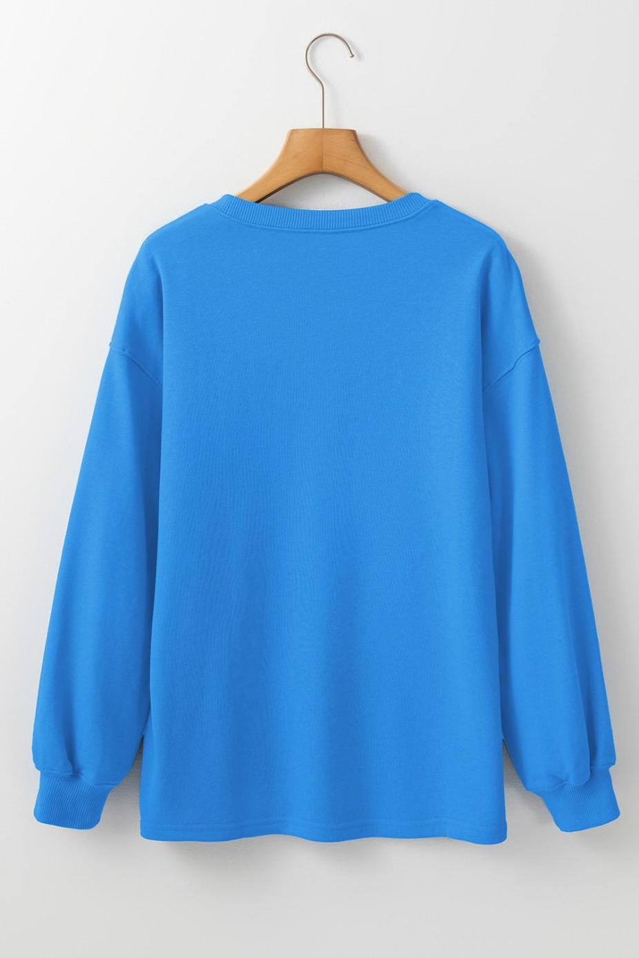 Sweatshirts & Hoodies | Sky Blue Plain Round Neck Loose Fit Sweatshirt - Women