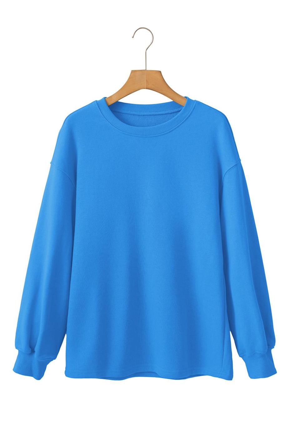 Sweatshirts & Hoodies | Sky Blue Plain Round Neck Loose Fit Sweatshirt - Women