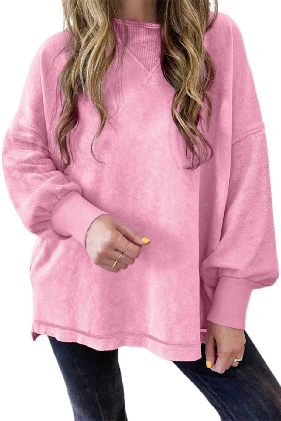 Sweatshirts & Hoodies | Strawberry Pink Mineral Wash Drop Shoulder Oversized Sweatshirt - Women
