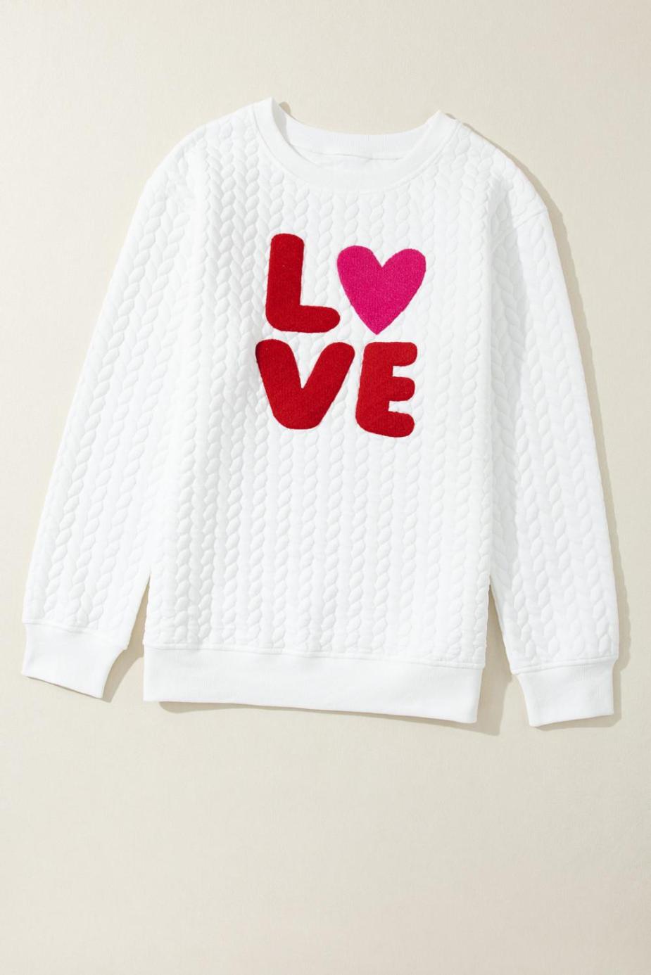 Sweatshirts & Hoodies | White Quilted Valentine Love Heart Shape Graphic Sweatshirt - Women