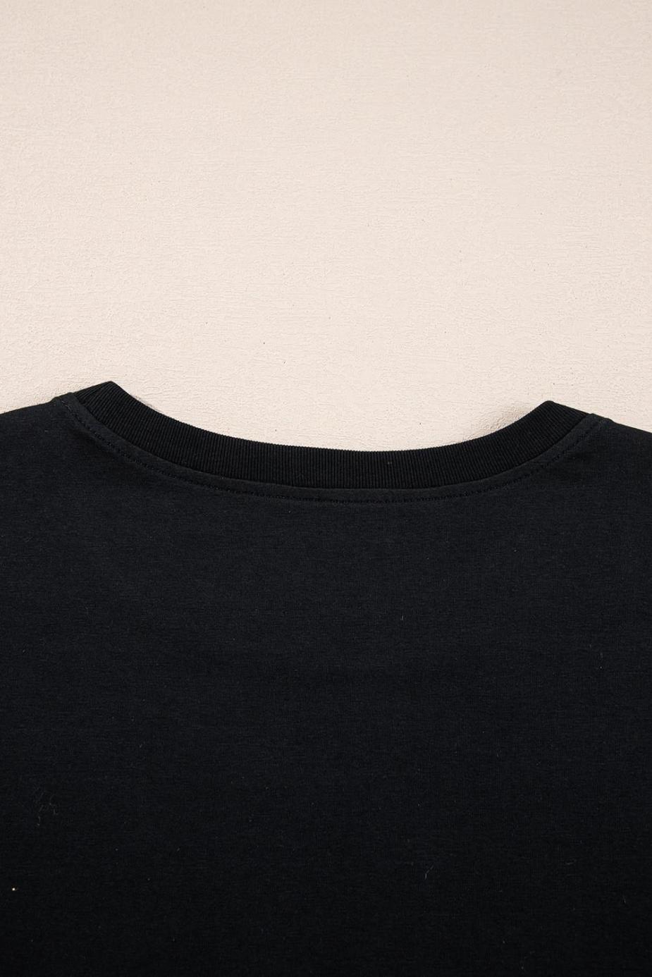 T Shirts | Black Paisley Print Crew Neck Loose Fit Graphic Tee - Women