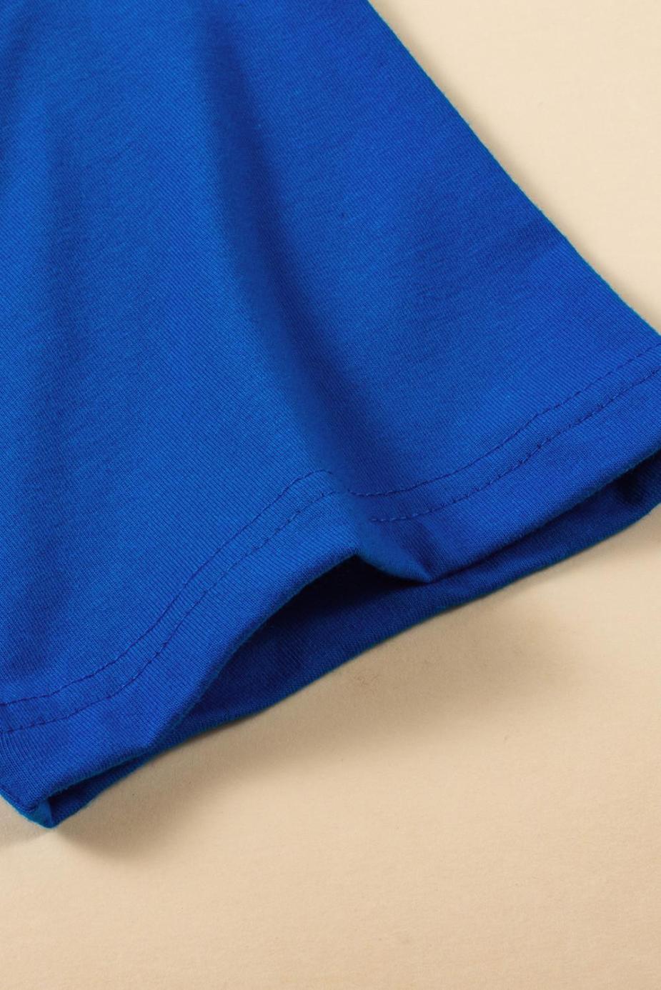 T Shirts | Dark Blue Solid Color Side Slit Tunic Top - Women