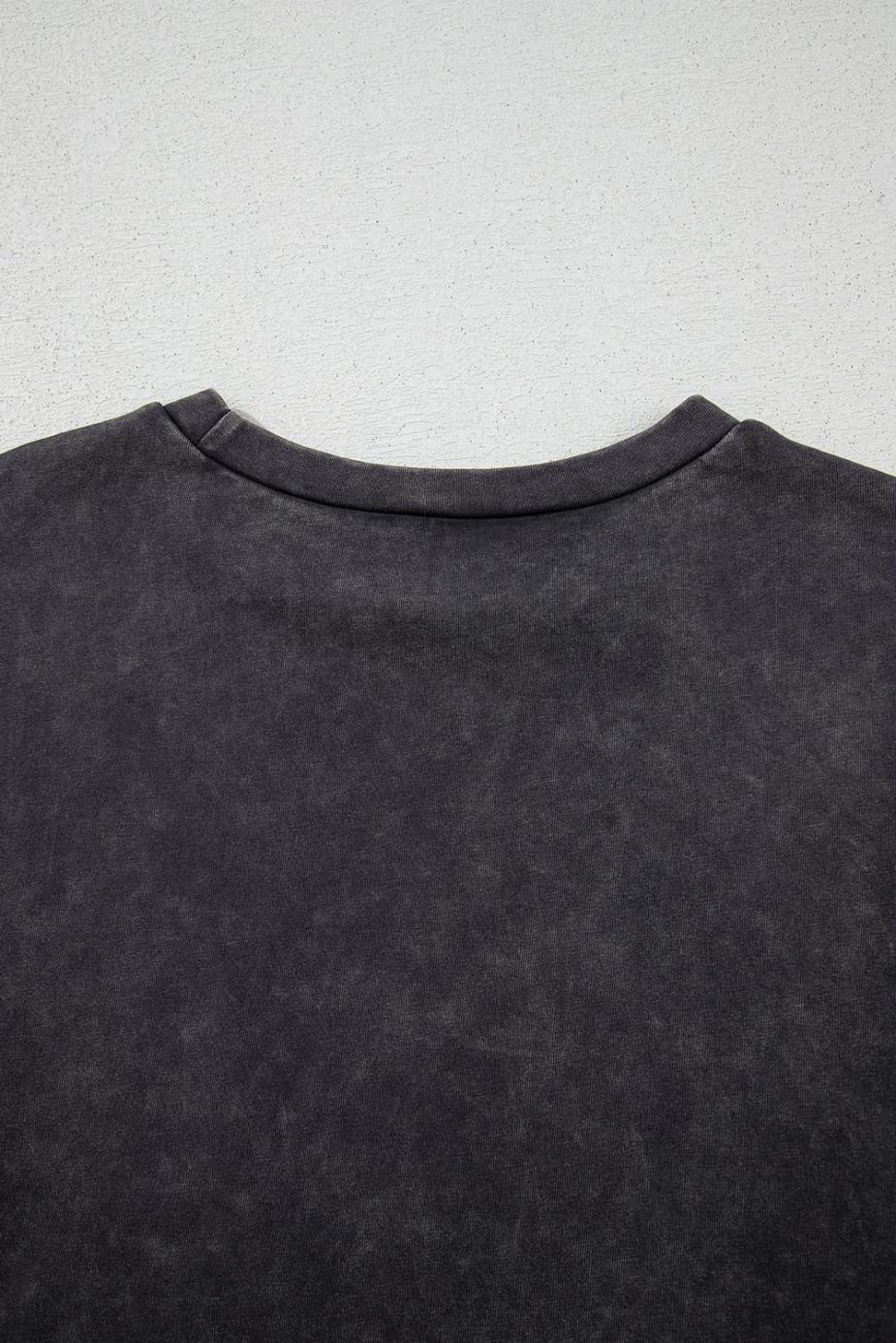 T Shirts | Medium Grey Vintage Cheetah Print Mineral Washed Tee - Women