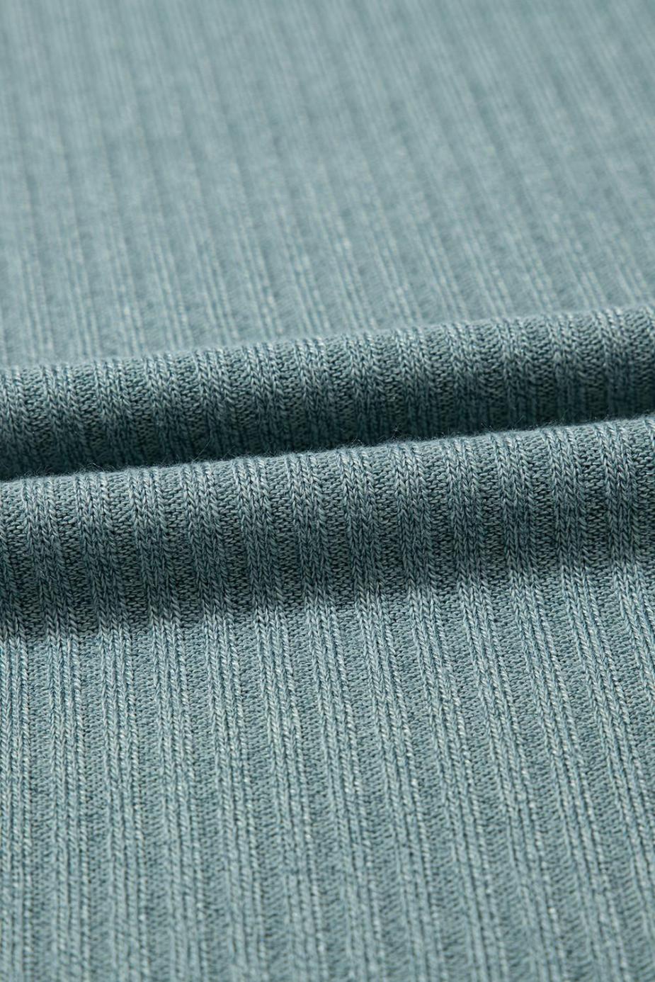 T Shirts | Moonlight Jade Oversized Ribbed Knit V Neck Short Sleeve Top - Women