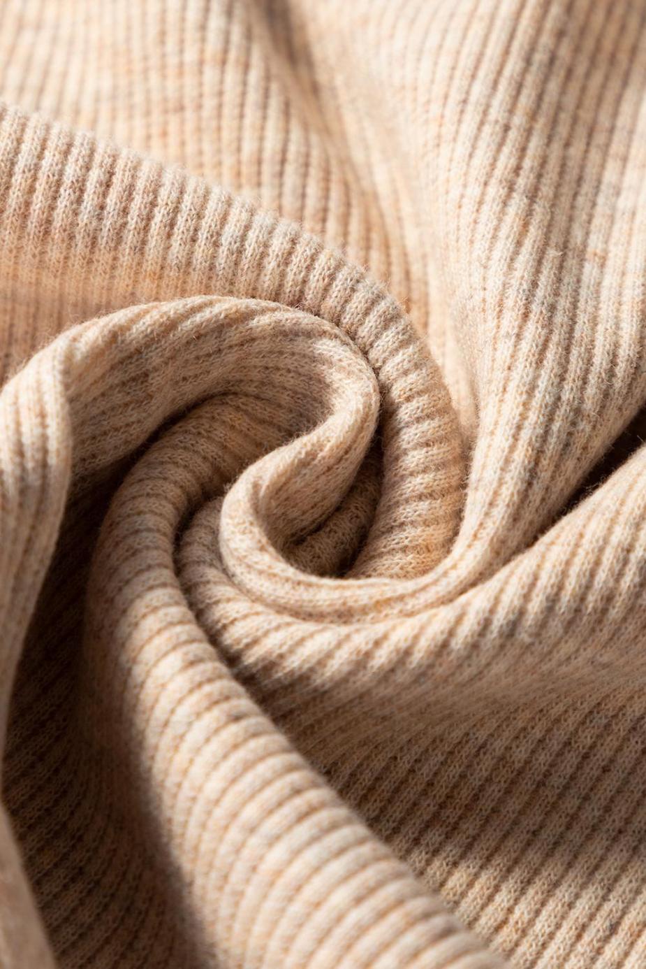 T Shirts | Oatmeal Short Sleeve Half Button Ribbed Top - Women