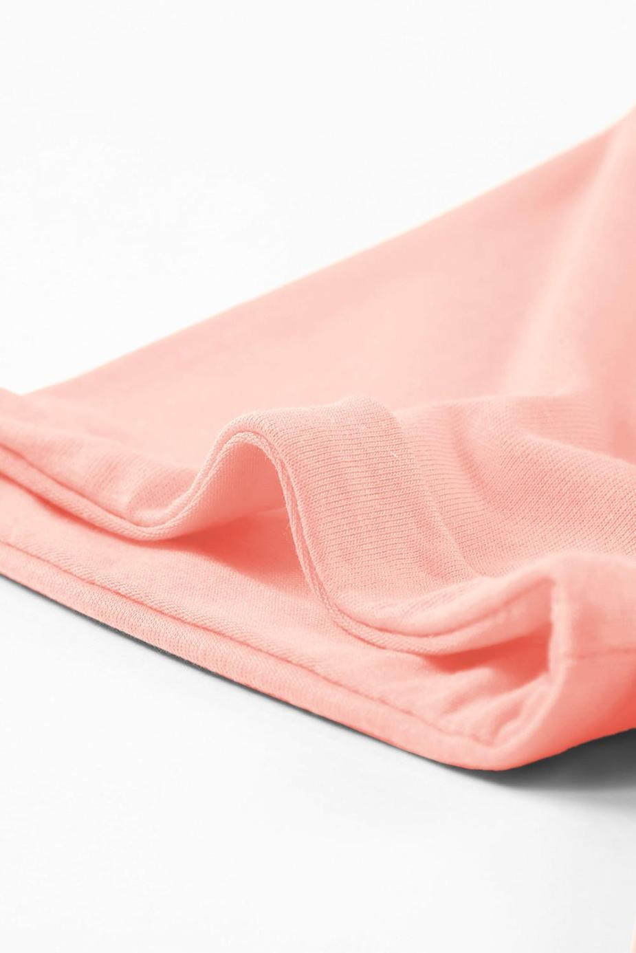 T Shirts | Pink Solid Color Basic Crew Neck Plain Tee - Women