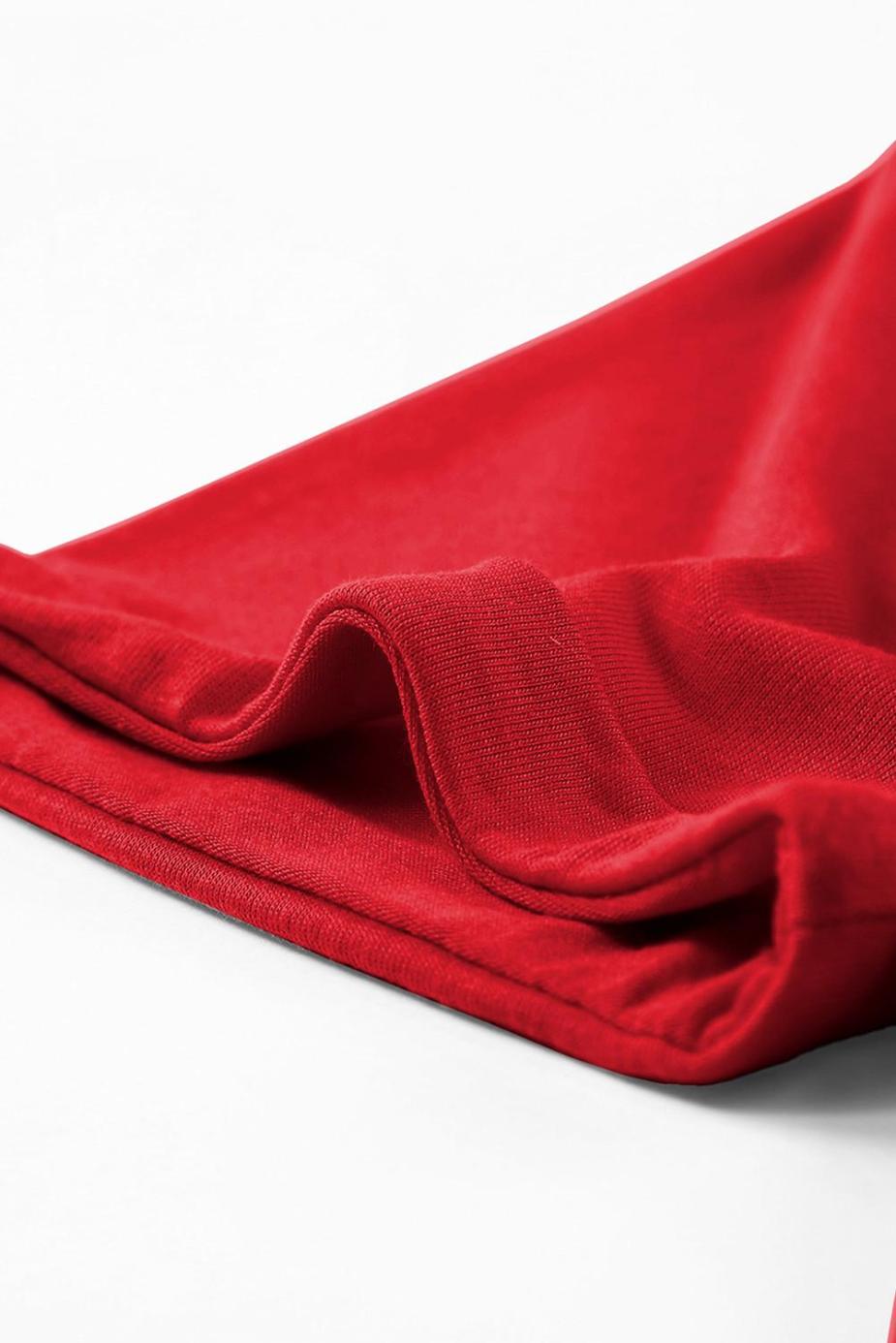 T Shirts | Red Solid Color Basic Crew Neck Plain Tee - Women