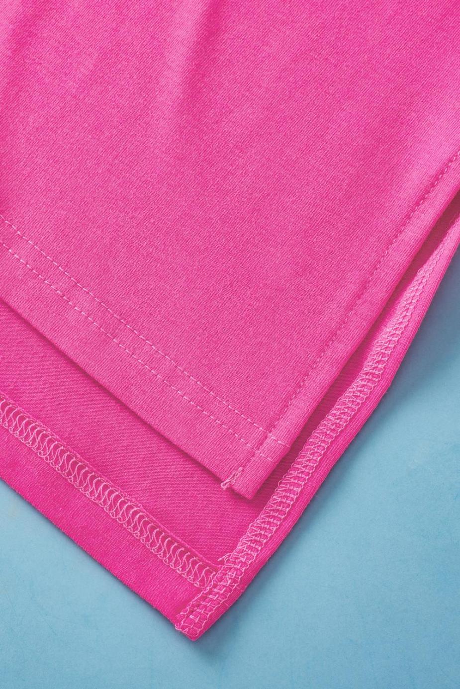 T Shirts | Rose Red Solid Color Side Slit Tunic Top - Women