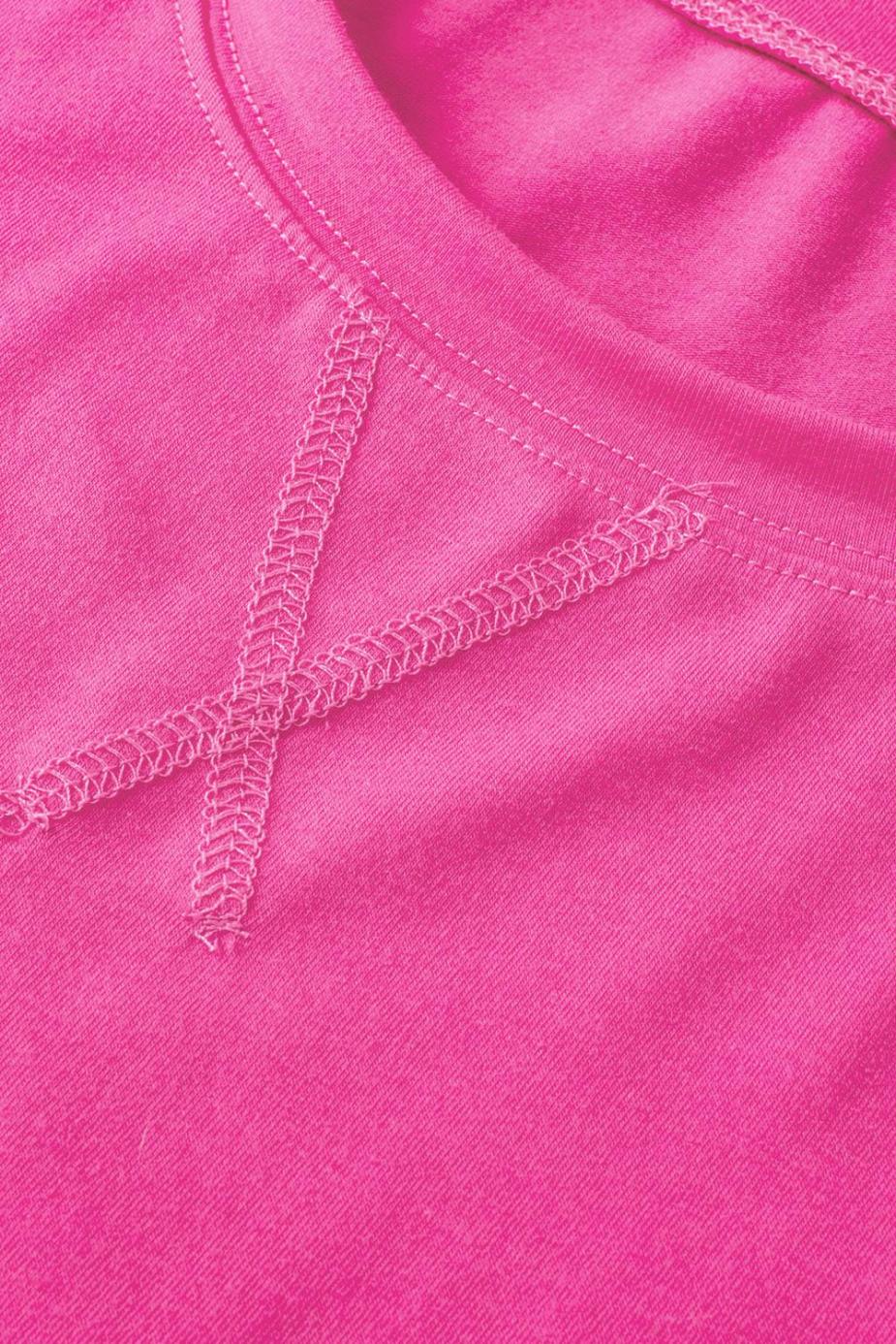 T Shirts | Rose Red Solid Color Side Slit Tunic Top - Women