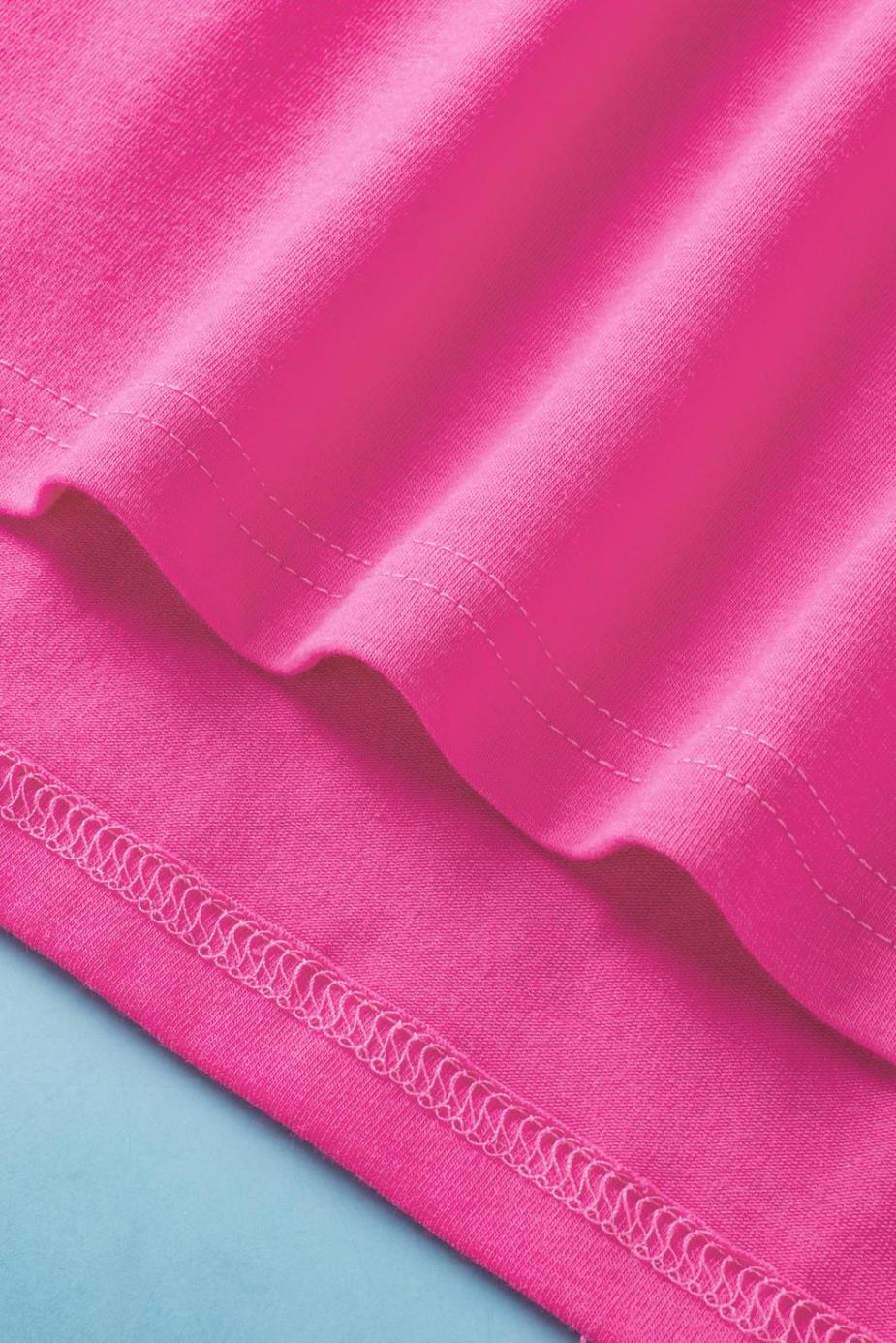 T Shirts | Rose Red Solid Color Side Slit Tunic Top - Women