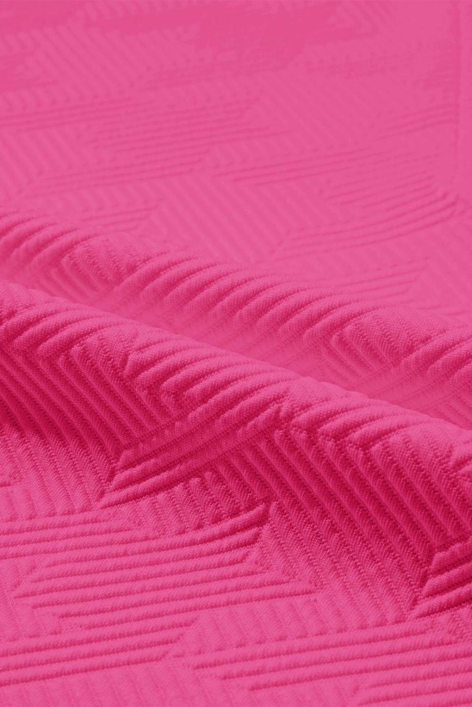 T Shirts | Rose Red Textured Collared V Neck Slit Hem T Shirt - Women