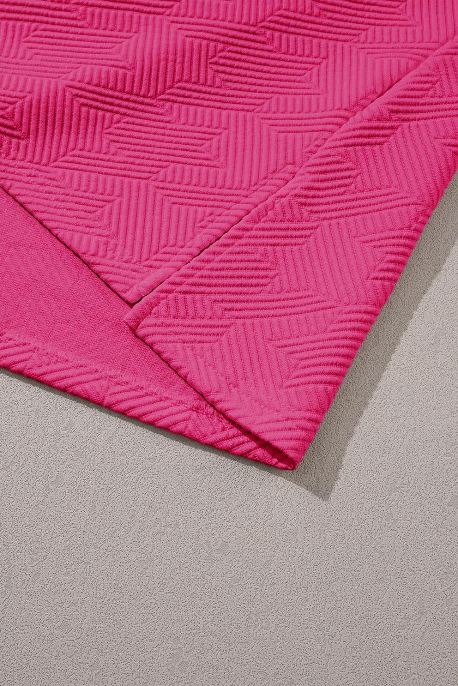 T Shirts | Rose Red Textured Collared V Neck Slit Hem T Shirt - Women