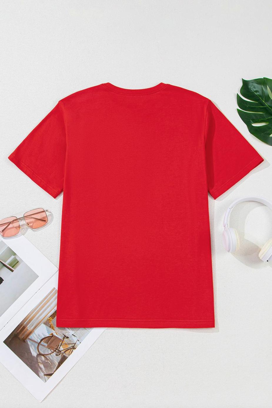 T Shirts | Tomato Red Cowboy Vintage Graphic Loose Tee - Women