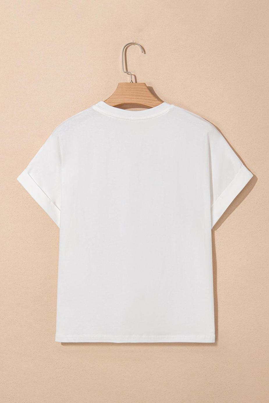 T Shirts | White Party In The Usa Letter Graphic T Shirt - Women