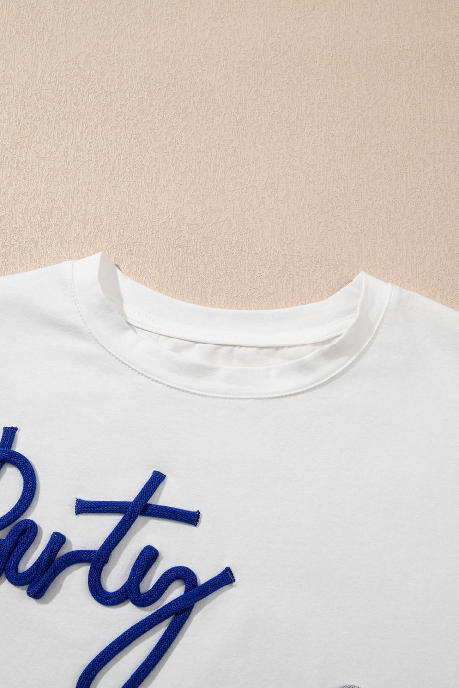 T Shirts | White Party In The Usa Letter Graphic T Shirt - Women