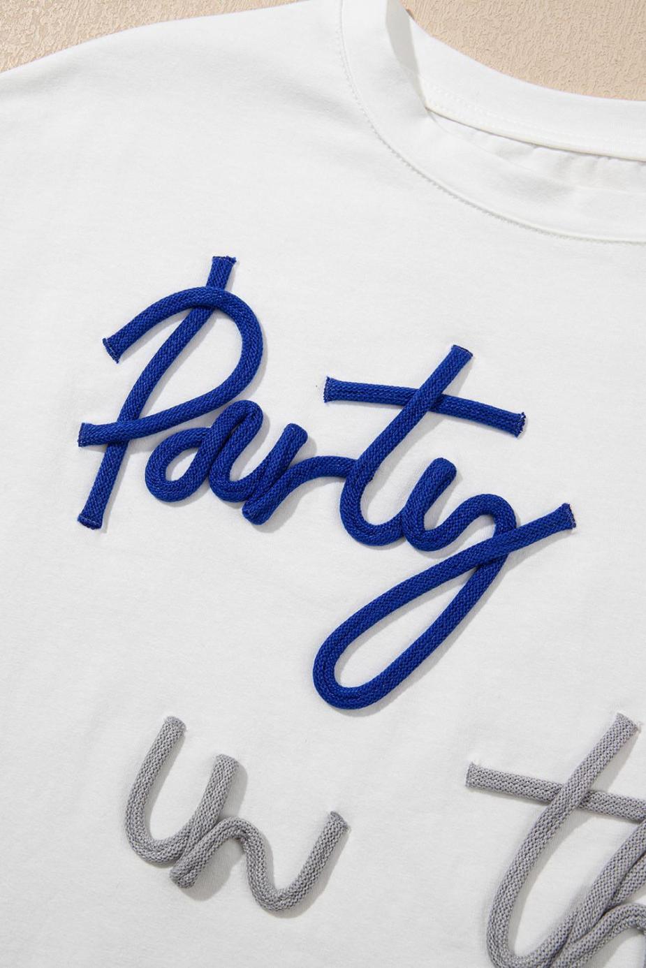 T Shirts | White Party In The Usa Letter Graphic T Shirt - Women
