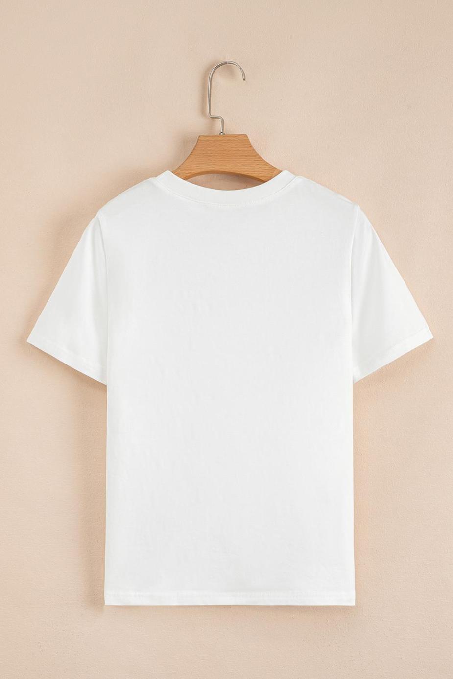 T Shirts | White Rhinestone Bow Embellished Crew Neck Tee - Women