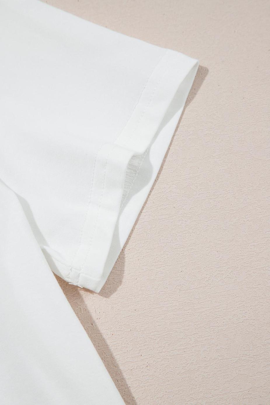 T Shirts | White Rhinestone Bow Embellished Crew Neck Tee - Women