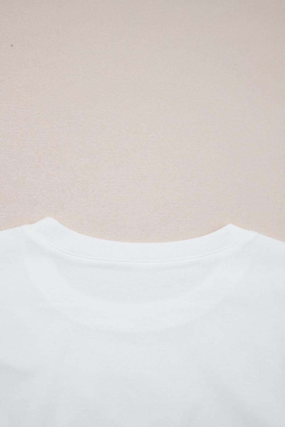 T Shirts | White Rhinestone Bow Embellished Crew Neck Tee - Women