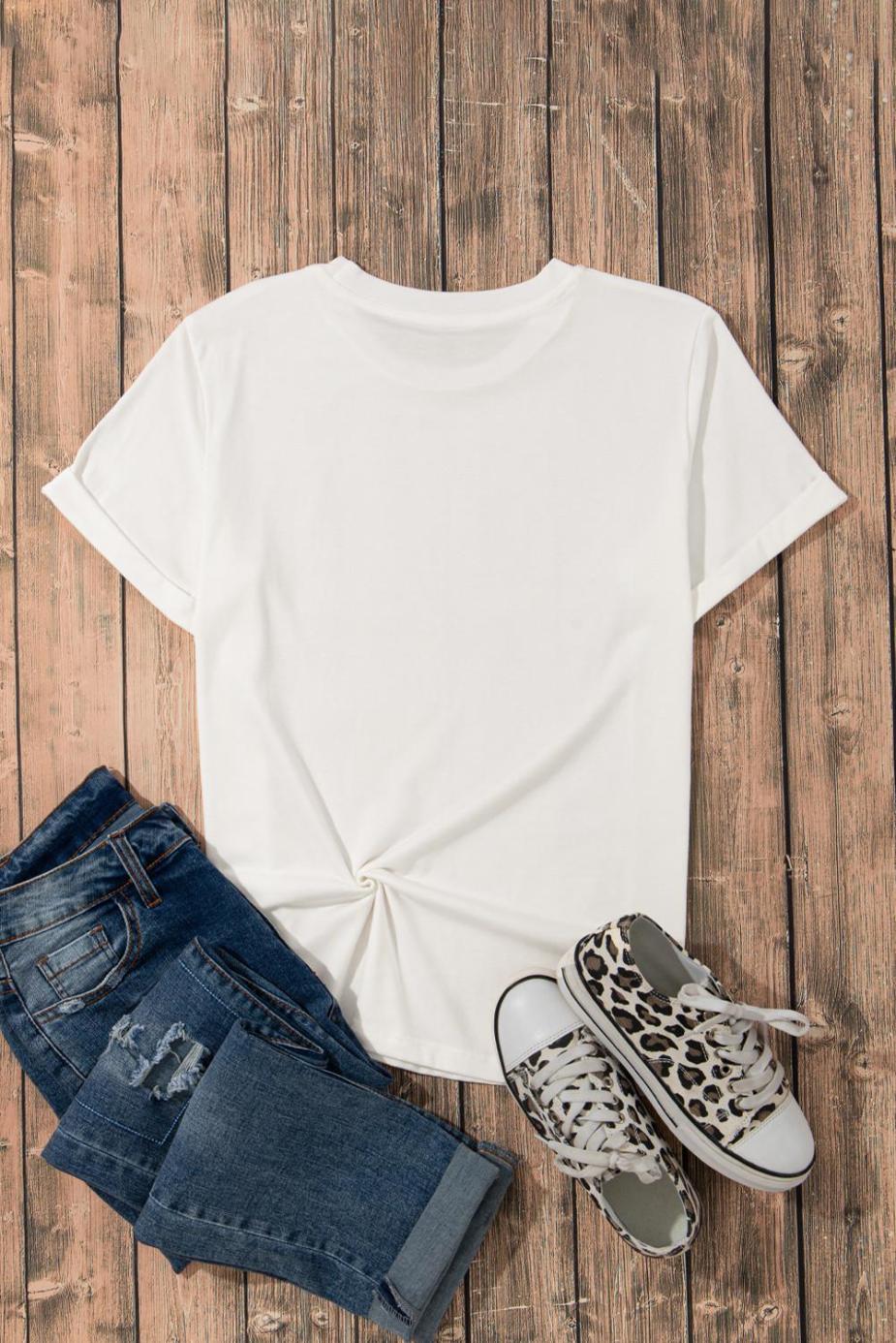 T Shirts | White Solid Color Basic Crew Neck Plain Tee - Women